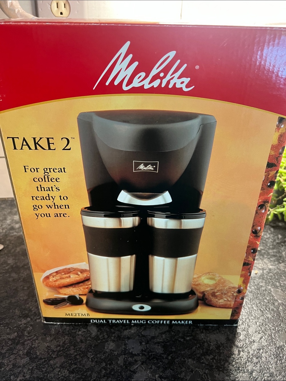 Melitta Take 2 Dual Travel Mug Coffee Maker - Black & Stainless NEW IN BOX